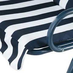 Outsunny 3 Seater Garden Swing Seat Chair Outdoor Bench with Adjustable Canopy and Metal Frame, Blue Stripes - 9
