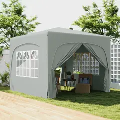 Outsunny 3 x 3m Pop-Up Gazebo Shelter, with Accessories - Light Grey - 2