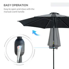 Outsunny 3(m) Tilting Parasol Garden Umbrellas, Outdoor Sun Shade with 8 Ribs, Tilt and Crank Handle for Balcony, Bench, Garden, Black - 5