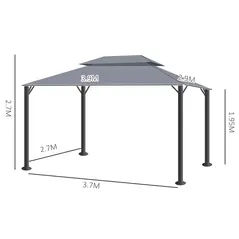 Outsunny 3 x 4m Aluminium Garden Gazebo, Marquee Canopy Shelter Pavilion Party Tent with Nets and Curtains for Garden and Deck, Dark Grey - 3