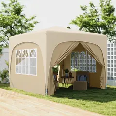 Outsunny 3 x 3m Pop-Up Gazebo Shelter, with Accessories - Sand - 2