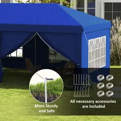 Outsunny 3 x 6m Pop-Up Gazebo, with Curtain Walls and Windows - Blue - 6