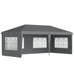 Outsunny 3 x 6m Pop-Up Gazebo, with Removable Walls - Grey - 1