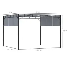Outsunny 3 x 3(m) Steel Pergola Gazebo with Sliding Roof, Garden Gazebo Canopy Sun Shade Shelter for Outdoor, Deck, Patio, Dark Grey - 3