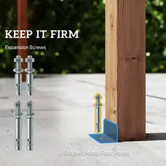 Outsunny 3 x 3 m Wooden Pergola Kit, Garden Pergola Gazebo Grape Trellis with Triangle Supports, 5 Beams, Maple Wood-effect - 5