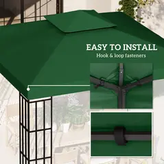 Outsunny 3(m) Gazebo Top Cover Double Tier Canopy Replacement Pavilion Roof Dark Green - 5