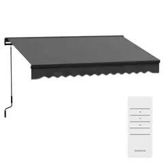 Outsunny 3 x 2m Aluminium Frame Electric Awning, with Remote - Dark Grey - 2