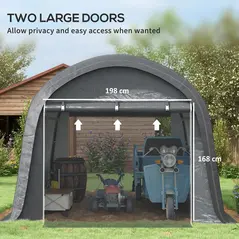 Outsunny 3 x 3(m) Garden Storage Tent, Heavy Duty Outdoor Shed, Waterproof Portable Shed Storage Shelter with Galvanised Steel Frame for Bike, Motorcycle, Garden Tools, Grey - 6