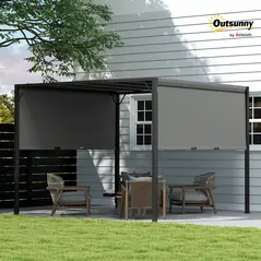 Outsunny 3 X 3 Meters Pergola with Sliding Roof, Garden Gazebo with Adjustable Sun Shade Canopy and Steel Frame, Charcoal Grey - 2