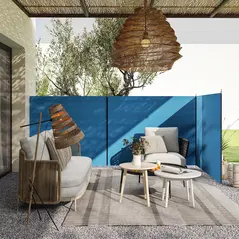 Outsunny 4 Pole Camping Windbreaks, Beach Wind Shield Shelter with Carry Bag and Steel Poles, Outdoor Caravan Privacy Shield, 540cm x 150cm, Blue - 7