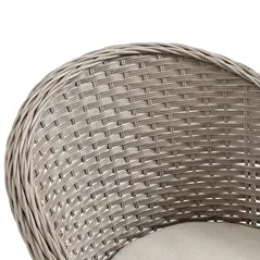 Outsunny 4 Seater Rattan Garden Furniture Set with Cushions, Round PE Rattan Dining Set with Glass-Top Table, Umbrella Hole, Outdoor Garden Table and Chairs, Mixed Grey - 9