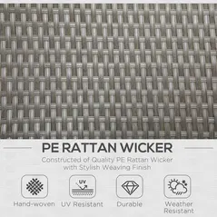 Outsunny 4 Piece Rattan Garden Furniture Set Outdoor Sofa Sectional Set with Glass Top Table for Poolside, Grey - 4