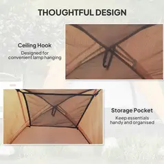 Outsunny 3-4 Person Camping Tent, Easy Set Up Waterproof Dome Tent with Sewn-in Groundsheet, Mesh Windows, Pocket and Hook for Camping, Hiking, Backpacking, Orange and Grey - 7