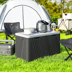 Outsunny 380L Waterproof Outdoor Storage Box, with Lockable Lid - Black - 9