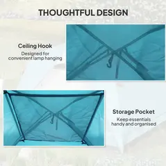 Outsunny 3-4 Person Camping Tent, Easy Set Up Waterproof Dome Tent with Sewn-in Groundsheet, Mesh Windows, Pocket and Hook for Camping, Hiking, Backpacking, Navy Blue and Light Blue - 7