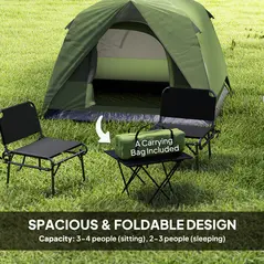 Outsunny 3-4 Person Camping Tent, Easy Set Up Waterproof Dome Tent with Sewn-in Groundsheet, Mesh Windows, Pocket and Hook for Camping, Hiking, Backpacking, Olive Green and Grey - 4