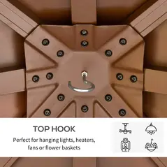 Outsunny 3x(3)M Outdoor Hardtop Gazebo Canopy with 2-Tier Roof and Solid Wood Frame, Outdoor Patio Shelter for Patio, Garden, Brown - 7