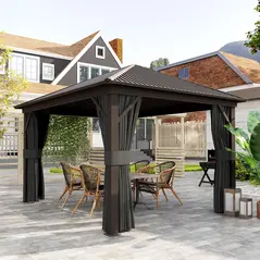 Outsunny 3.6 x 3 m Aluminium Hardtop Gazebo, with Accessories - Dark Grey - 8