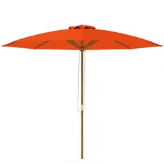 Outsunny 3m Wood Pole Parasol Umbrella - Orange - 1