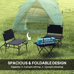 Outsunny 3-4 Person Camping Tent, Easy Set Up Waterproof Dome Tent with Sewn-in Groundsheet, Mesh Windows, Pocket and Hook for Camping, Hiking, Backpacking, Navy Blue and Light Blue - 4