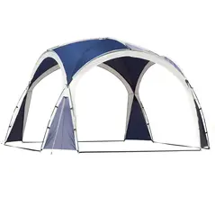 Outsunny 3.5 x 3.5M Camping Gazebo, Outdoor Event Shelter Dome Tent Garden Sun Shelter Patio Spire Arc Pavilion Camp Sun Shade Tent for 6-8 Person, Blue and Grey - 1