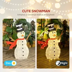 Outsunny 3ft 78 LED Light Outdoor Snowman Decoration, with Accessories - 4