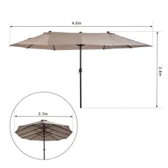 Outsunny 4.6m Double-Sided Patio Parasol Sun Umbrella-Tan - 3