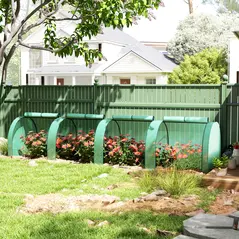 Outsunny 395  x 100 cm Low Tunnel Greenhouse - Green - 2