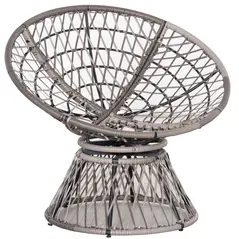 Outsunny 360° Swivel Rattan Papasan Moon Bowl Chair Round Lounge Garden Wicker Basket Seat with Padded Cushion Oversized for Outdoor Indoor, Grey - 9