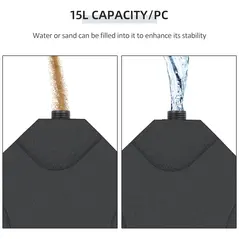 Outsunny 4 Pieces Parasol Base Stand Weights for Banana Hanging Cantilever Umbrella, Water and Sand Filled, Up to 72kg, Black - 5