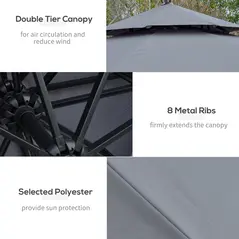 Outsunny 3m LED Light Overhanging Parasol - Grey - 7