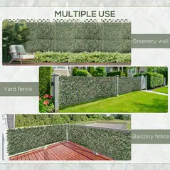 Outsunny 4 Pieces Expanding Trellis Fence, 2m x 1m Decorative Trellis with Artificial Leaves Garden Telescopic Hedge Privacy Screen Greenery Walls for Garden Balcony Home Decor - 6
