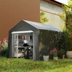 Outsunny 3.6 x 2.1m Portable Outdoor Shed, with Window - Dark Grey - 2
