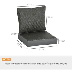 Outsunny 4 Pieces Outdoor Seat Cushions with Backrest, Fabric and PE Rattan Cover, Water Repellent Seat Pads for Chair, Swing, Sofa, Grey - 3