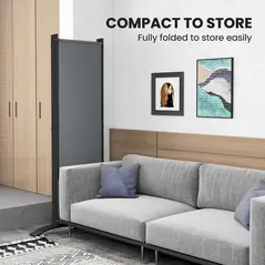 Outsunny 4 Panel Folding Room Divider, 1.7m Privacy Screen with Wide Feet, Portable Freestanding Metal Partition Separator for Office, Living Room, Bedroom, Dining Room, Dark Grey - 6