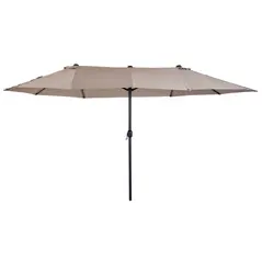 Outsunny 4.6m Double-Sided Patio Parasol Sun Umbrella-Tan - 1