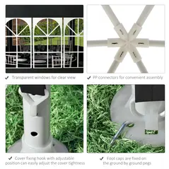 Outsunny 4 m Party Tent Wedding Gazebo Outdoor Waterproof PE Canopy Shade with 6 Removable Side Walls - 4