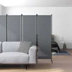 Outsunny 4 Panel Folding Room Divider, 1.7m Privacy Screen with Wide Feet, Portable Freestanding Metal Partition Separator for Office, Living Room, Bedroom, Dining Room, Dark Grey - 9