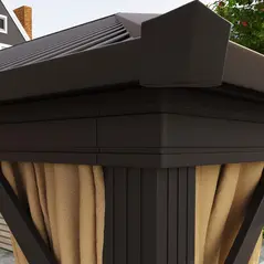 Outsunny 3.6 x 3 m Aluminium Hardtop Gazebo, with Accessories - Brown - 9