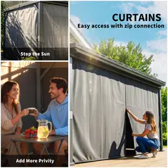 Outsunny 4.3 x 3 m Garden Pergola with Galvanised Steel Roof, Lean to Pergola Gazebo with Netting Curtains, Dark Grey - 6