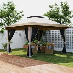 Outsunny 3.6 x 3.6m Pop-Up Gazebo, with Accessories - Beige - 8