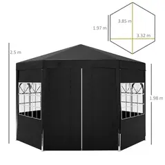 Outsunny 4 m Party Tent Wedding Gazebo Outdoor Waterproof PE Canopy Shade with 6 Removable Side Walls - 3