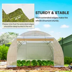 Outsunny 4 x 3 x 2m Polytunnel Greenhouse Replacement Cover ONLY Winter Garden Plant PE Cover for Tunnel Walk-in Greenhouse with Roll-up Windows Door Outdoor, White - 5