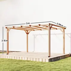 Outsunny 4 x 3 m Wooden Pergola Kit, Garden Pergola Gazebo Grape Trellis with Triangle Supports, 6 Beams, Maple Wood-effect - 3