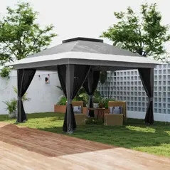 Outsunny 3.6 x 3.6m Pop-Up Gazebo, with Accessories - Grey - 2
