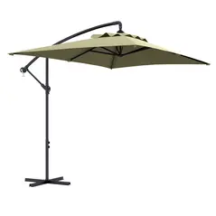 Outsunny 3m Square Canopy Cantilever Parasol, with Cross Base - Beige - 1