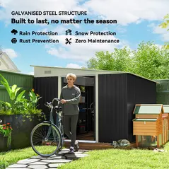 Outsunny 3.3 x 2.68m Corrugated Metal Shed - Black - 5
