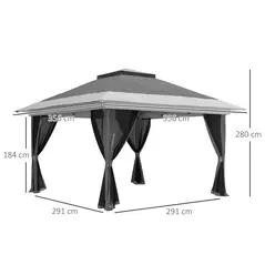 Outsunny 3.6 x 3.6m Pop-Up Gazebo, with Accessories - Grey - 3
