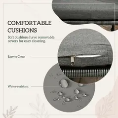 Outsunny 4 Seater Rattan Cube Garden Furniture Set, Rattan Dining Set with Cushions, Outdoor Dining Table and Chairs with Rectangular Wood Grain Plastic Top Table for Patio, Balcony, Grey - 5