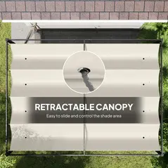 Outsunny 3x2m Metal Pergola with Retractable Roof, Garden Gazebo Canopy Shelter for Outdoor, Patio, Cream White - 6